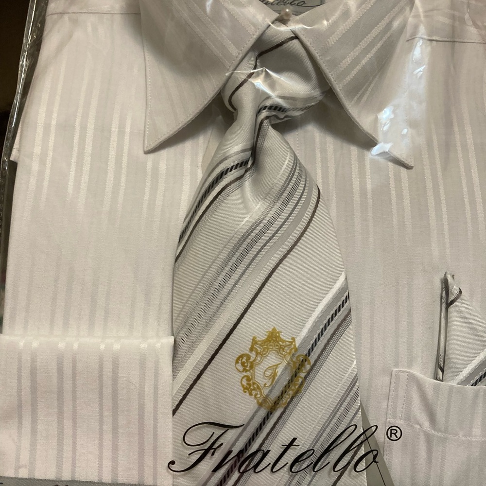 Mens Fratello Button Down Striped Shirt With Hanky